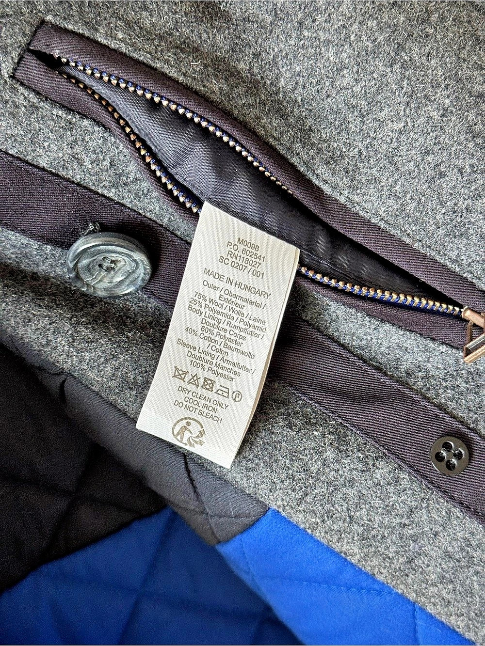 Boden Gray Wool Pea Coat with Quilted Lining - Very Warm - Like New - Picture 9 of 9